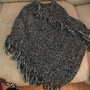 Express Black and White Poncho
